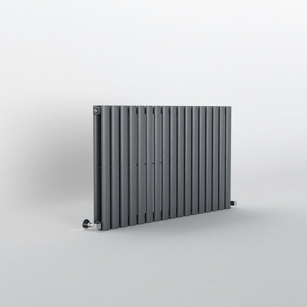 Anthracite Oval Panel Horizontal Designer Radiator 600 x 1003mm (Double Panel)
