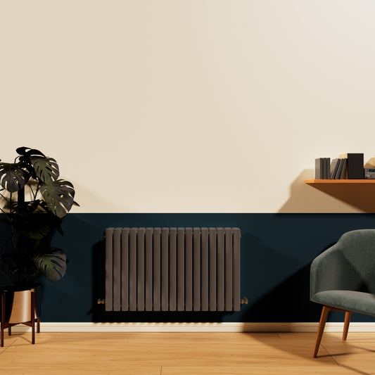 H600mm x W1593mm Double Oval Panel Anthracite Horizontal Designer Radiator