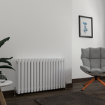 H600mm x W1416mm Double Oval Panel White Horizontal Designer Radiator