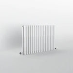 H600mm x W1003mm Double Oval Panel White Horizontal Designer Radiator