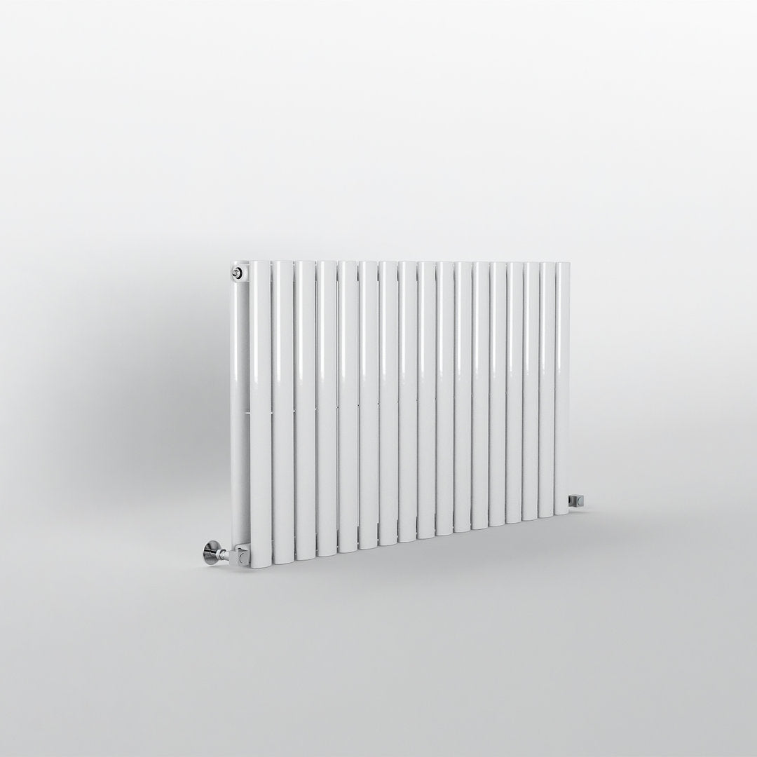 White Oval Panel Horizontal Designer Radiator 600 x 1003mm (Double Panel)