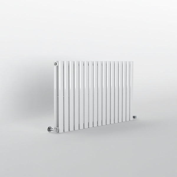 White Oval Panel Horizontal Designer Radiator 600 x 1003mm (Double Panel)