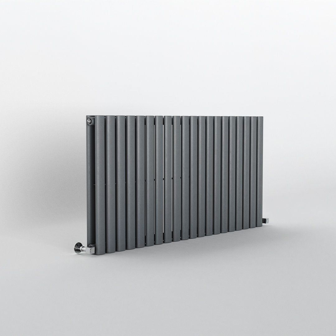 Anthracite Oval Panel Horizontal Designer Radiator 600 x 1416mm (Double Panel)