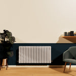 H600mm x W1416mm Double Oval Panel White Horizontal Designer Radiator
