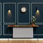 H600mm x W1416mm Double Oval Panel White Horizontal Designer Radiator