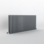 Oval anthracite horizontal designer
radiator 600x1416mm double panel front view