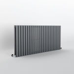 Anthracite Oval Panel Horizontal Designer Radiator 600 x 1180mm (Double Panel)