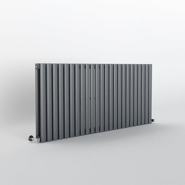 Anthracite Oval Panel Horizontal Designer Radiator 600 x 1180mm (Double Panel)