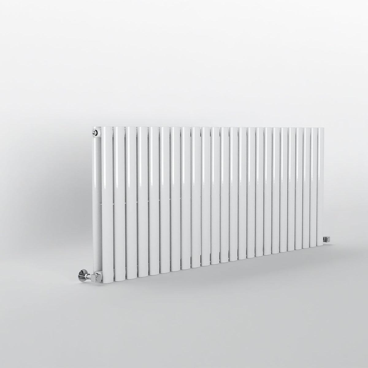White Oval Panel Horizontal Designer Radiator 600 x 1416mm (Double Panel)