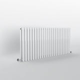 White Oval Panel Horizontal Designer Radiator 600 x 1416mm (Double Panel)