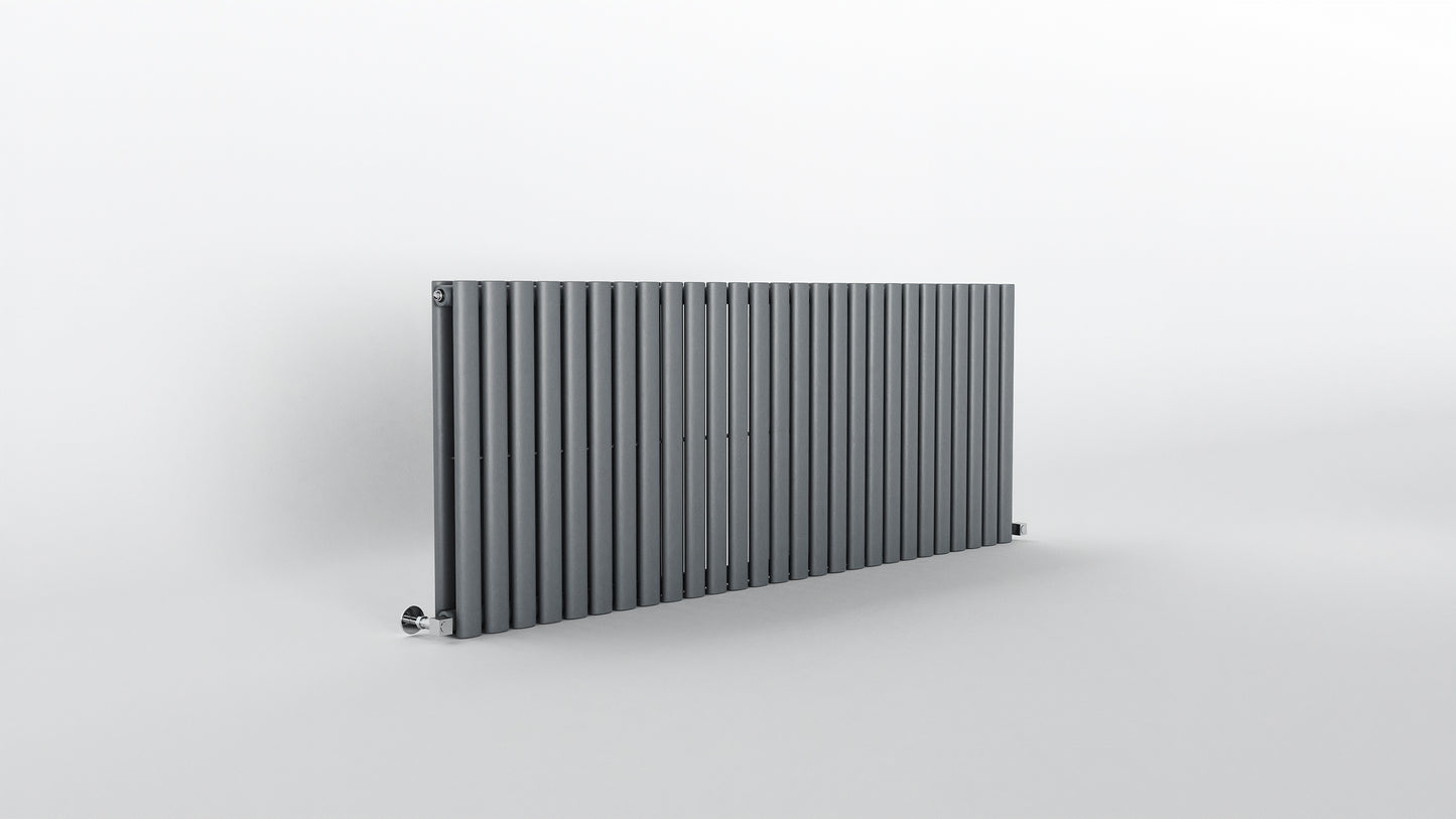 H600mm x W1593mm Double Oval Panel Anthracite Horizontal Designer Radiator