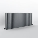 Gray horizontal radiator on a white background