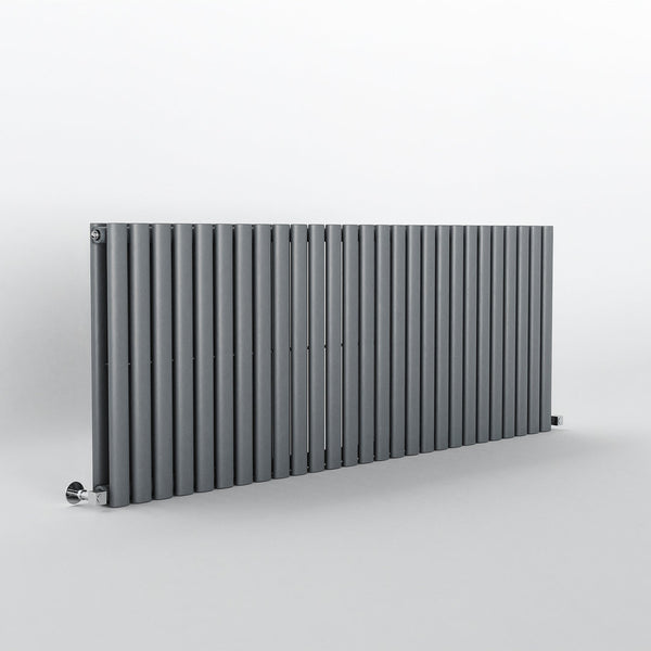 Anthracite Oval Panel Horizontal Designer Radiator 600 x 1593mm (Double Panel)