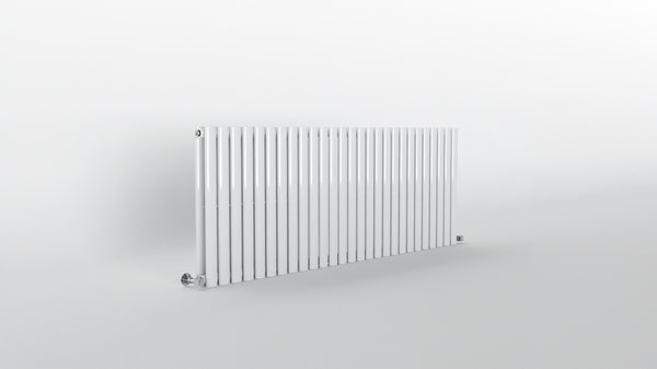 H600mm x W1593mm Double Oval Panel White Horizontal Designer Radiator
