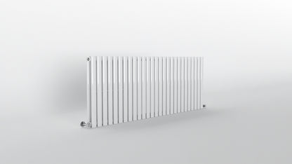 H600mm x W1593mm Double Oval Panel White Horizontal Designer Radiator