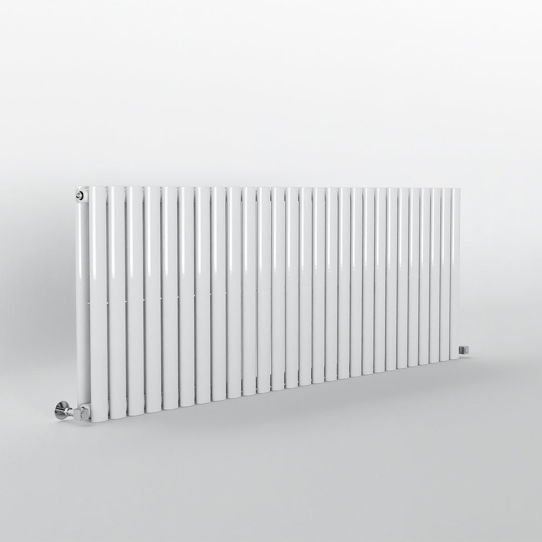 White Oval Panel Horizontal Designer Radiator 600 x 1593mm (Double Panel)