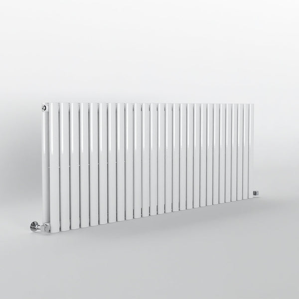 White Oval Panel Horizontal Designer Radiator 600 x 1593mm (Double Panel)