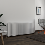 H600mm x W1416mm Double Oval Panel White Horizontal Designer Radiator