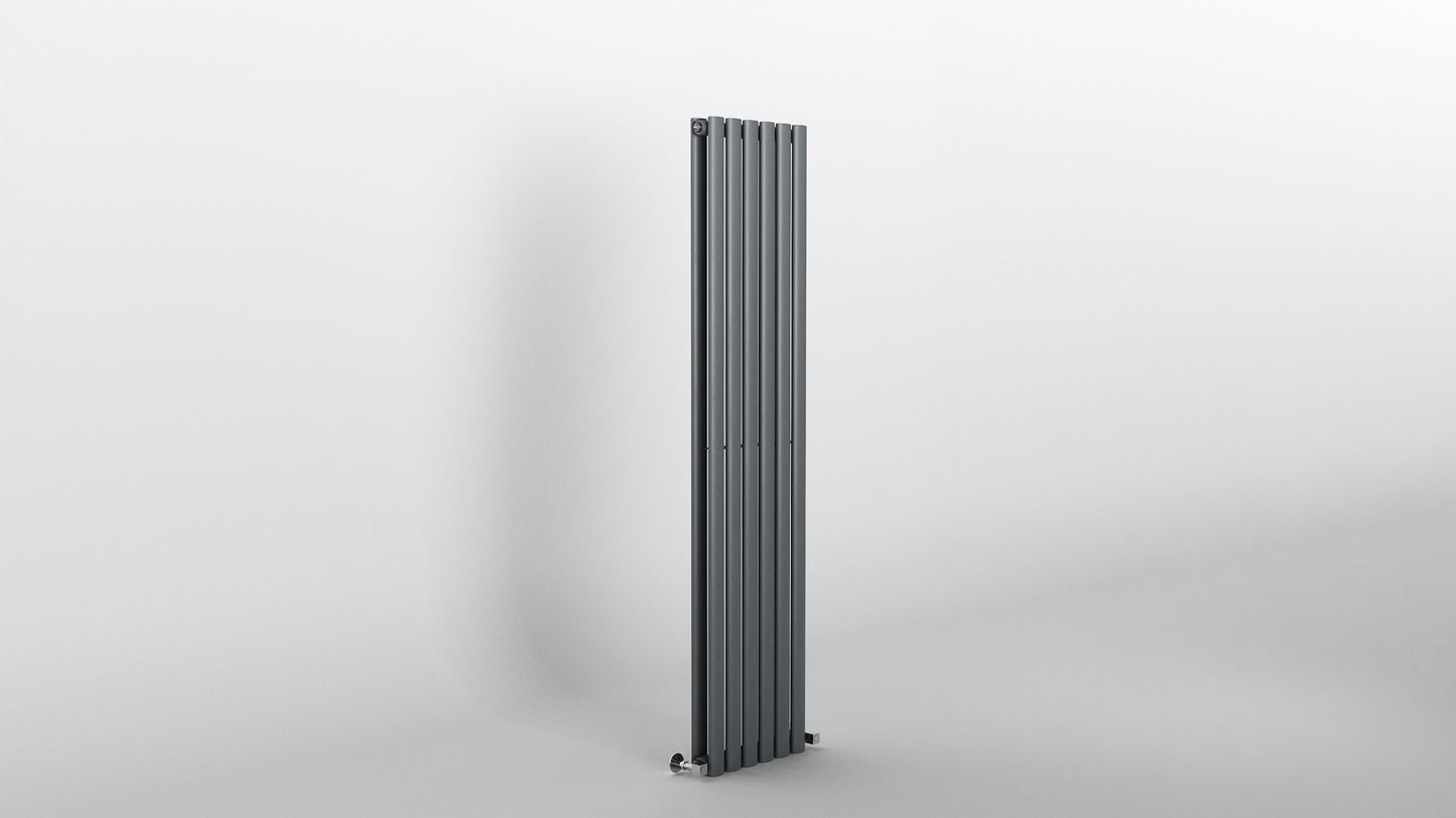 H1600mm x W354mm Double Oval Panel Anthracite Vertical Designer Radiator