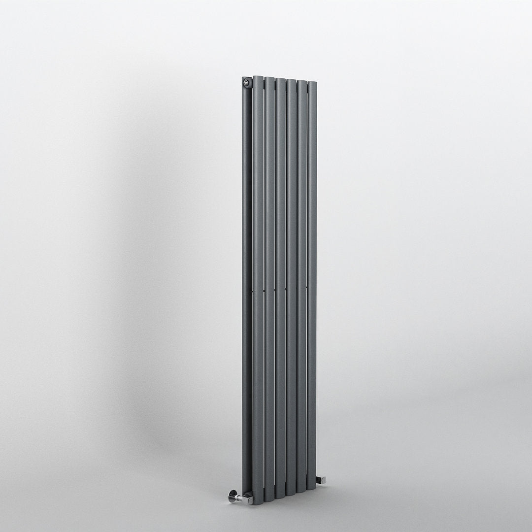 Anthracite Oval Panel Vertical Designer Radiator 1600 x 354mm (Double Panel)