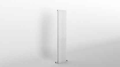 H1600mm x W354mm Double Oval Panel White Vertical Designer Radiator
