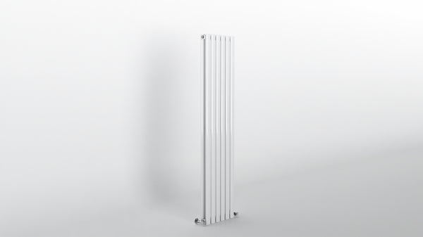 H1600mm x W354mm Double Oval Panel White Vertical Designer Radiator