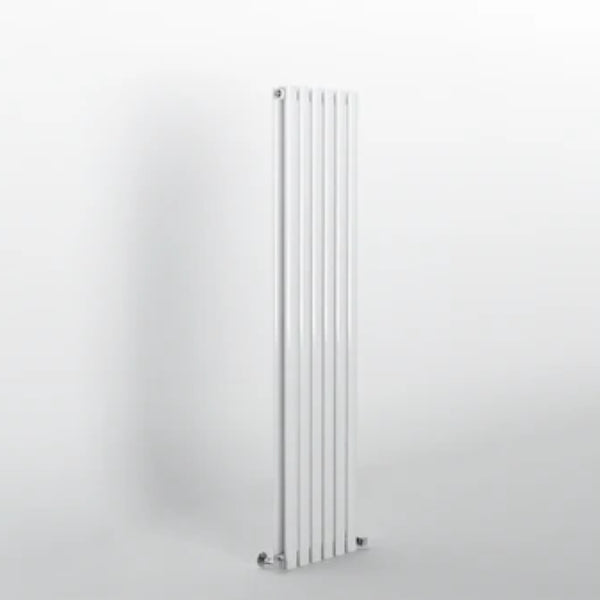H1600mm x W354mm Double Oval Panel White Vertical Designer Radiator