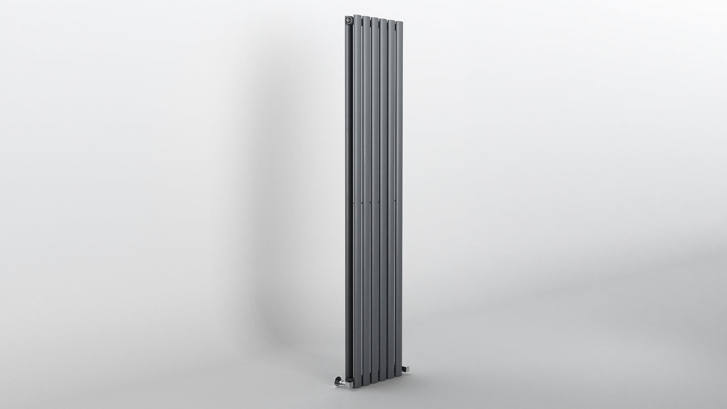H1800mm x W354mm Double Oval Panel Anthracite Vertical Designer Radiator