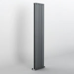 Vertical radiator DOUBLE OVAL ANTHRACITE_ on a light gray background