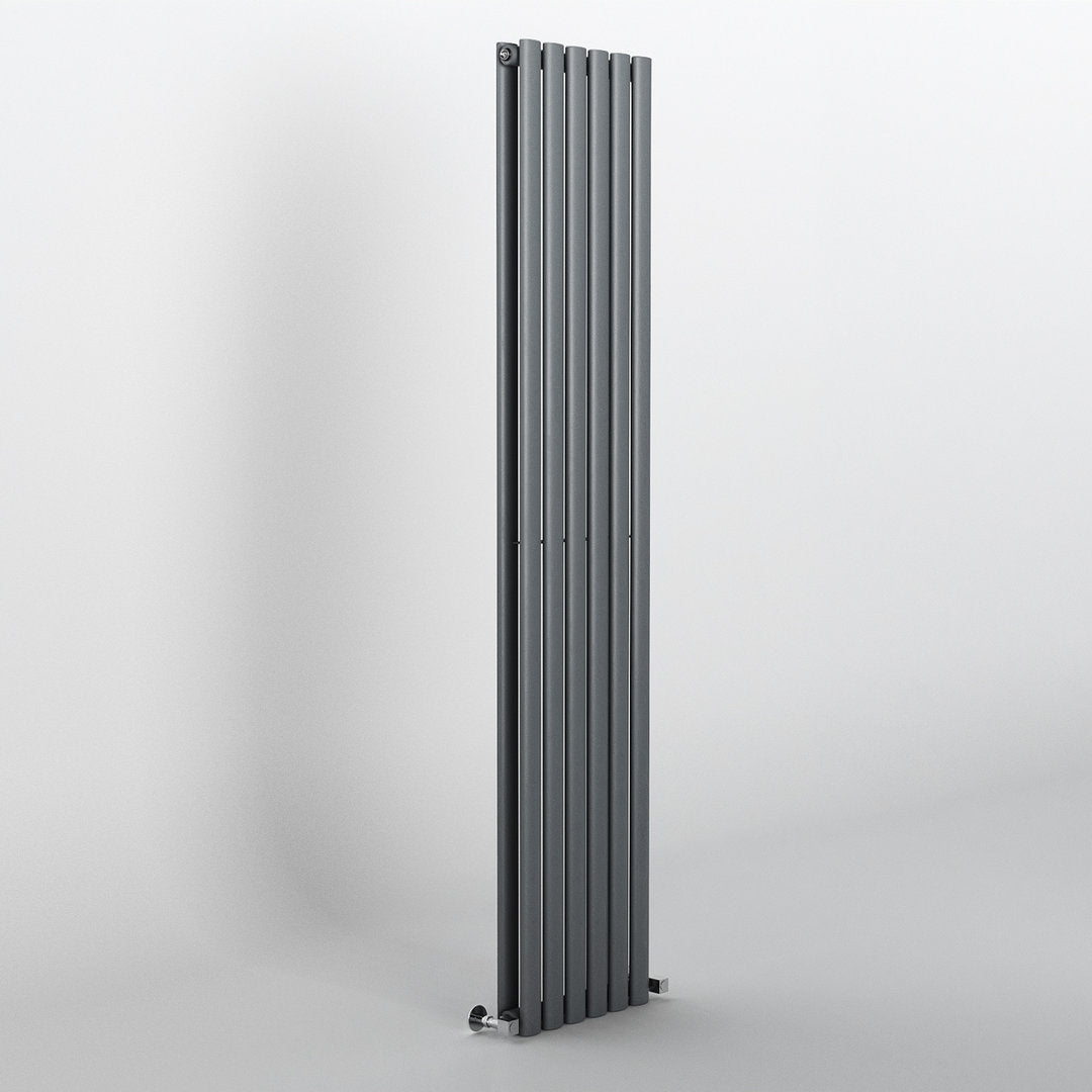 Anthracite Oval Panel Vertical Designer Radiator 1800 x 354mm (Double Panel)