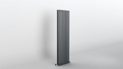 H1600mm x W472mm Double Oval Panel Anthracite Vertical Designer Radiator