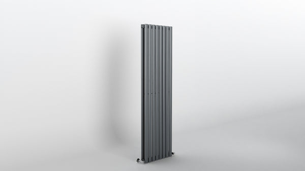 H1600mm x W472mm Double Oval Panel Anthracite Vertical Designer Radiator