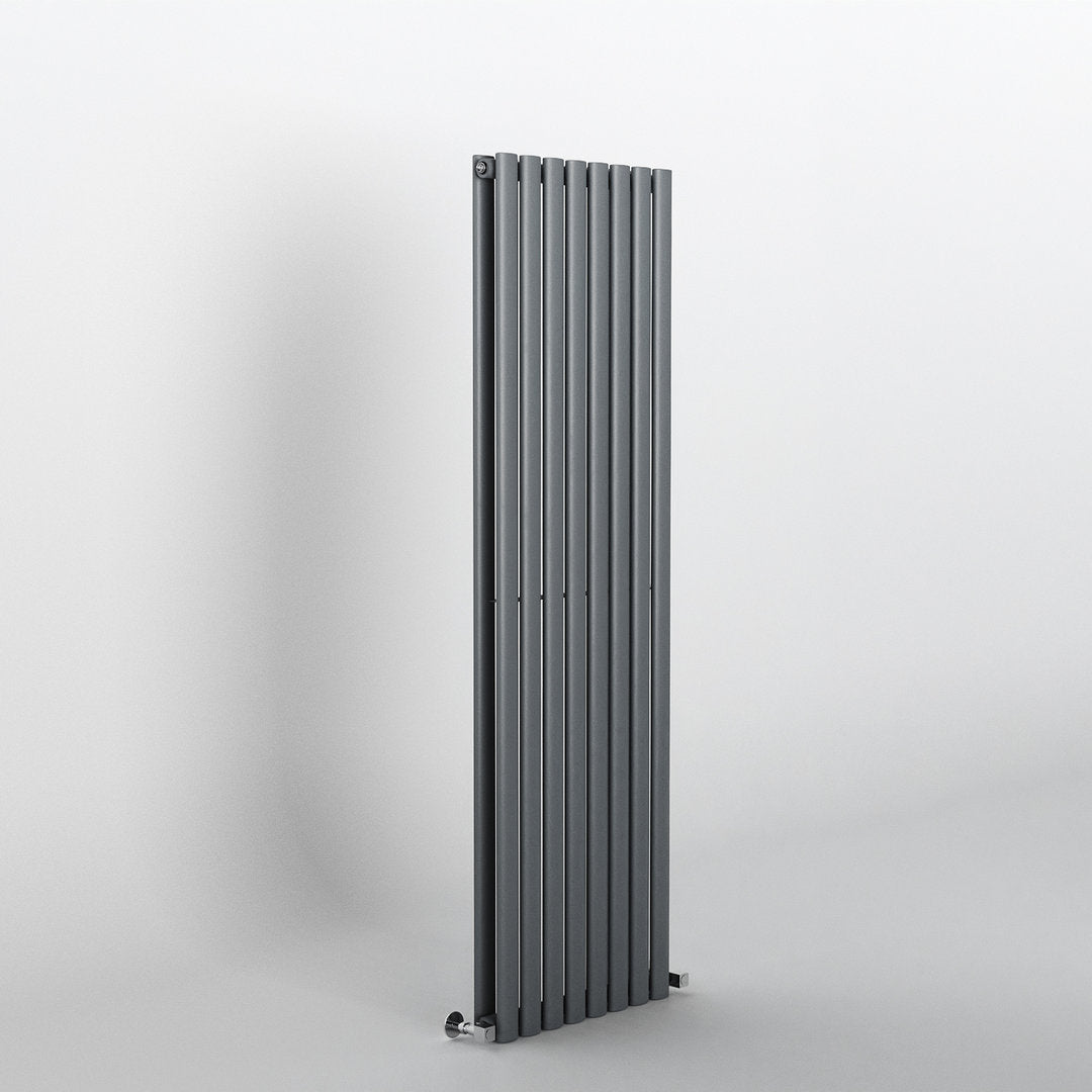 Anthracite Oval Panel Vertical Designer Radiator 1600 x 472mm (Double Panel)