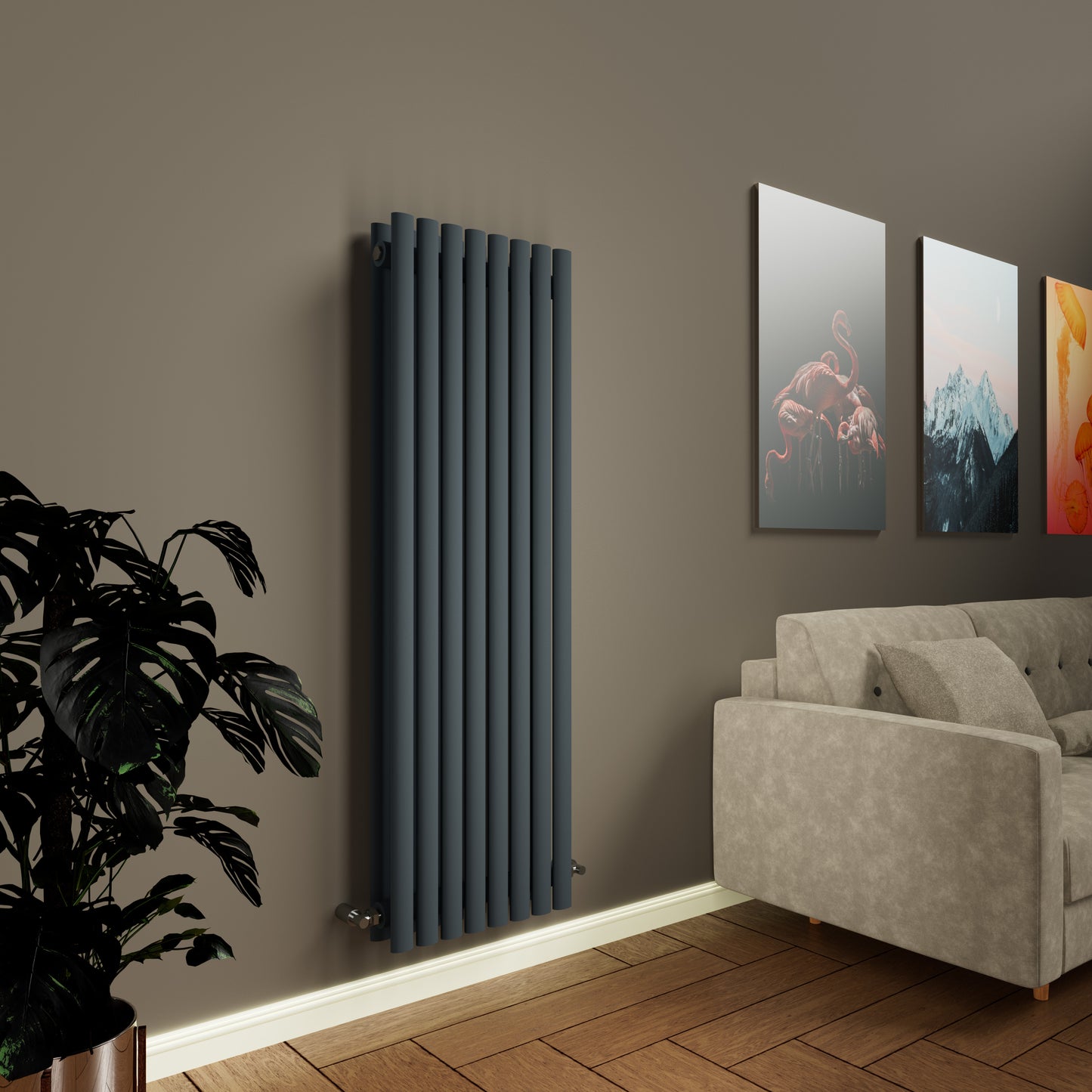 Oval Anthracite Grey Vertical Designer Radiator