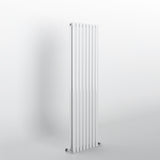 White oval vertical radiator 1600x472mm on grey background