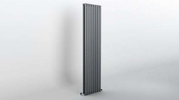 H1800mm x W472mm Double Oval Panel Anthracite Vertical Designer Radiator