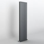 Vertical DOUBLE_OVAL_ANTHRACITE radiator on a white background