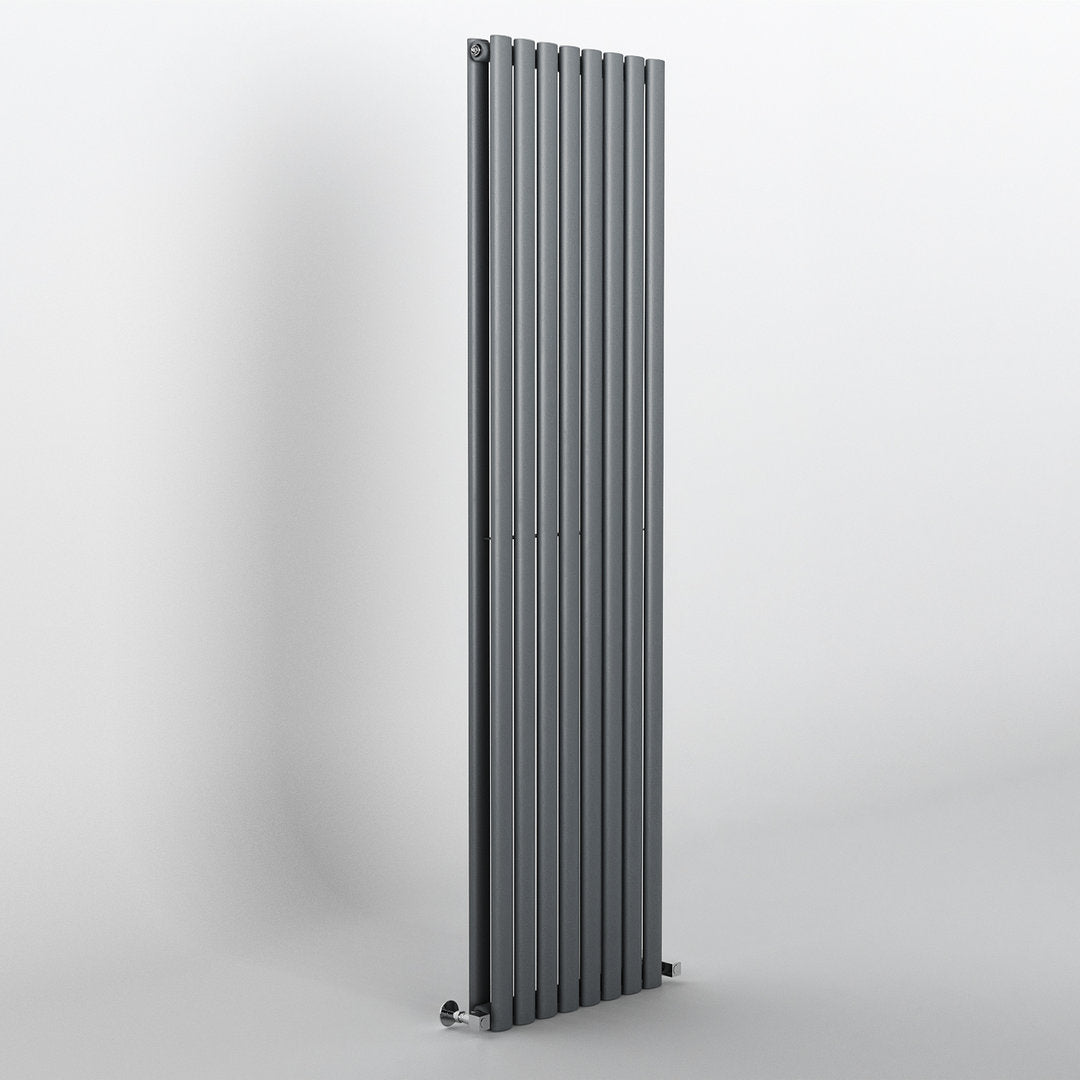 Anthracite Oval Panel Vertical Designer Radiator 1800 x 472mm (Double Panel)