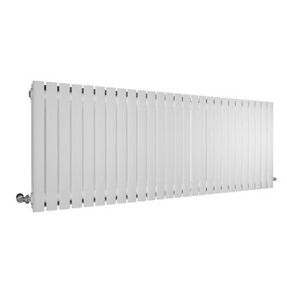 H600mm x W1593mm Double Oval Panel White Horizontal Designer Radiator