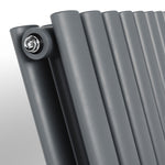 H1600mm x W590mm Double Oval Panel Anthracite Vertical Designer Radiator