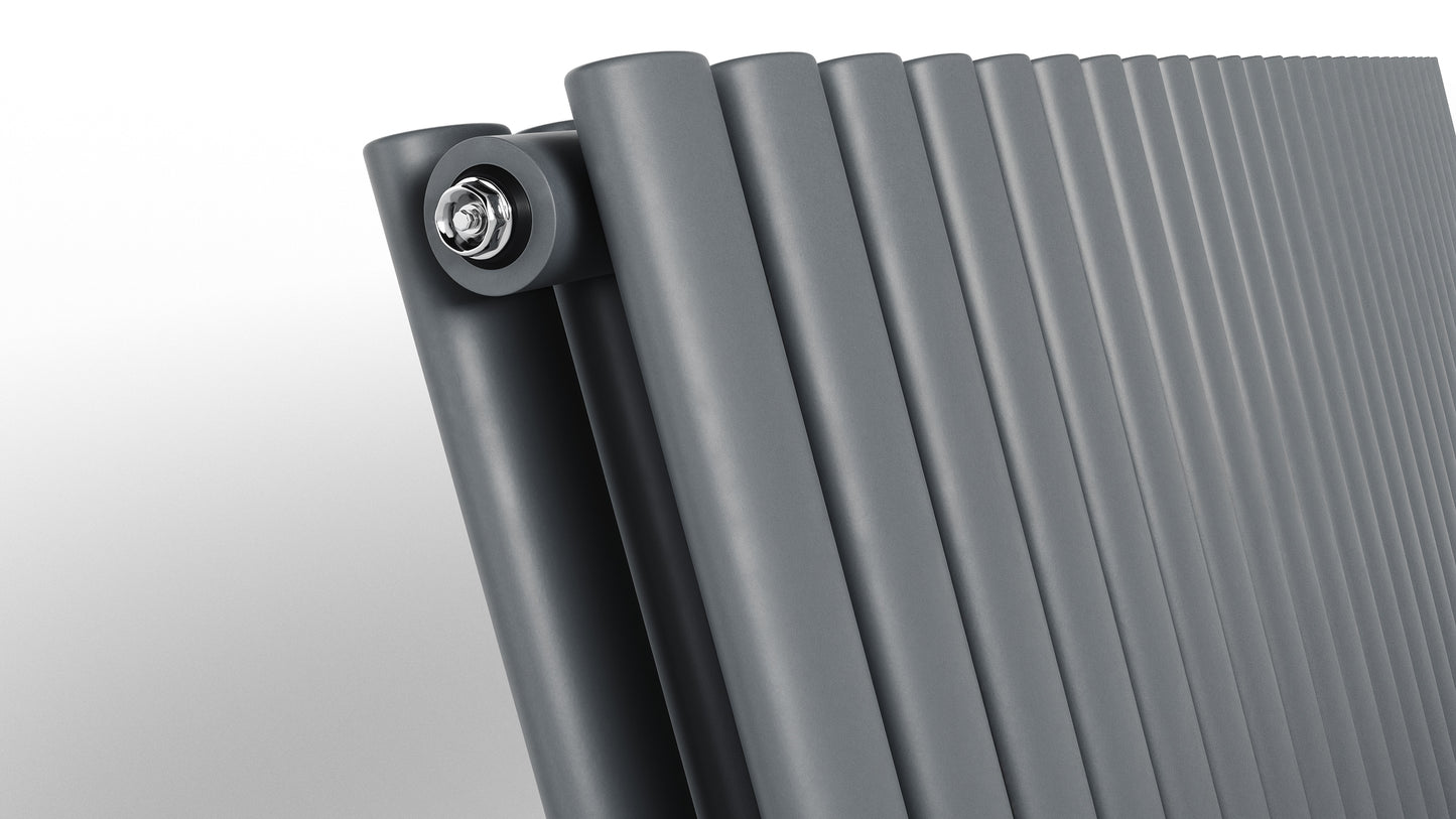 H1600mm x W590mm Double Oval Panel Anthracite Vertical Designer Radiator