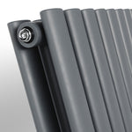 Anthracite Oval Panel Vertical Designer Radiator 1800 x 590mm (Double Panel)