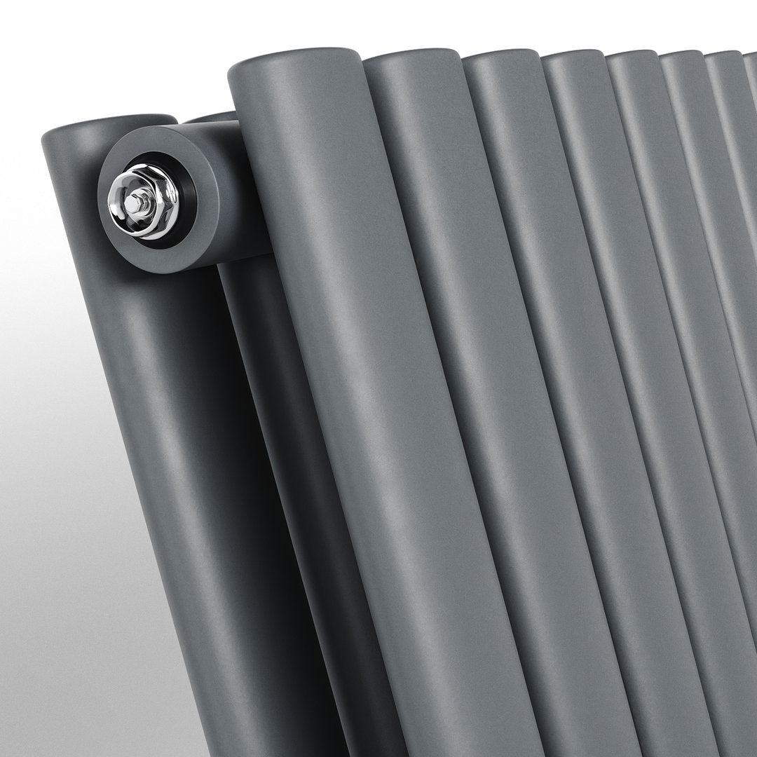 Anthracite Oval Panel Vertical Designer Radiator 1800 x 590mm (Double Panel)