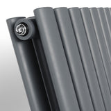 Anthracite Oval Panel Vertical Designer Radiator 1800 x 590mm (Double Panel)