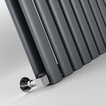 H1600mm x W354mm Double Oval Panel Anthracite Vertical Designer Radiator