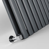 Anthracite Oval Panel Vertical Designer Radiator 1800 x 590mm (Double Panel)