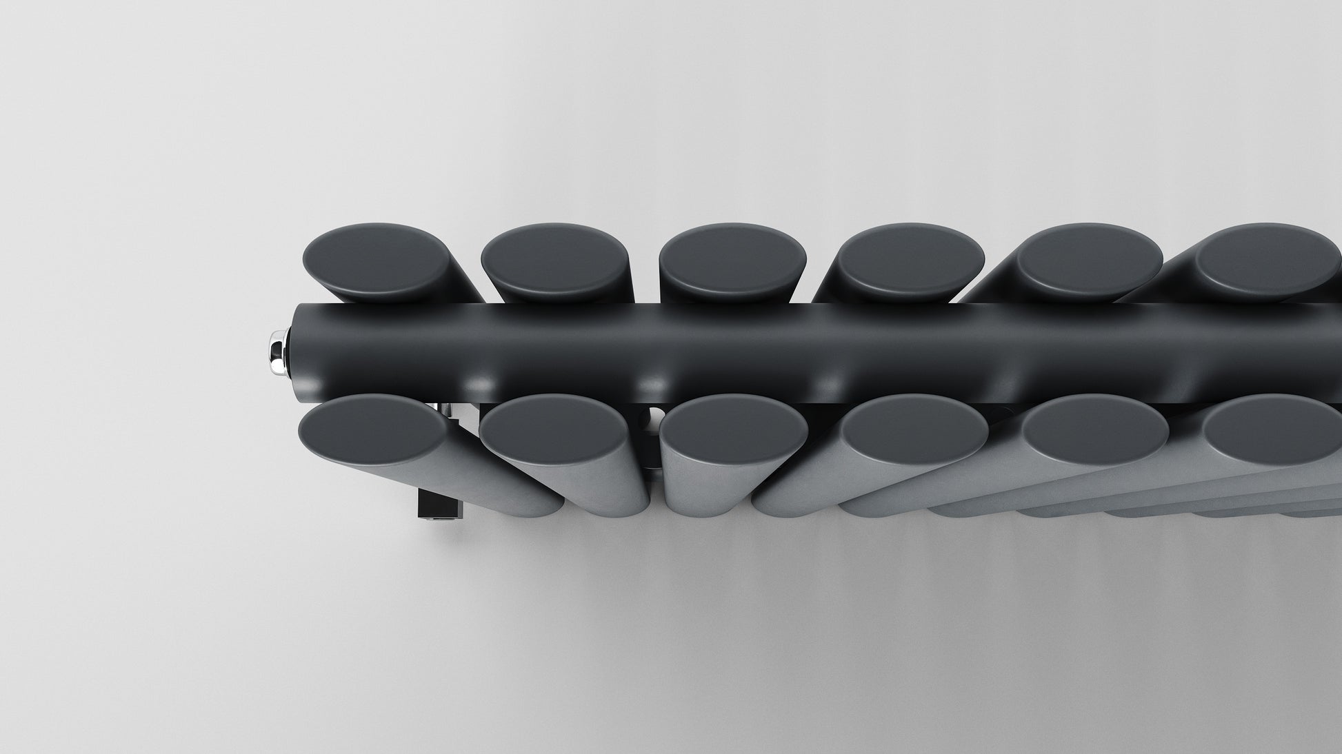Modern black radiator on a white background
