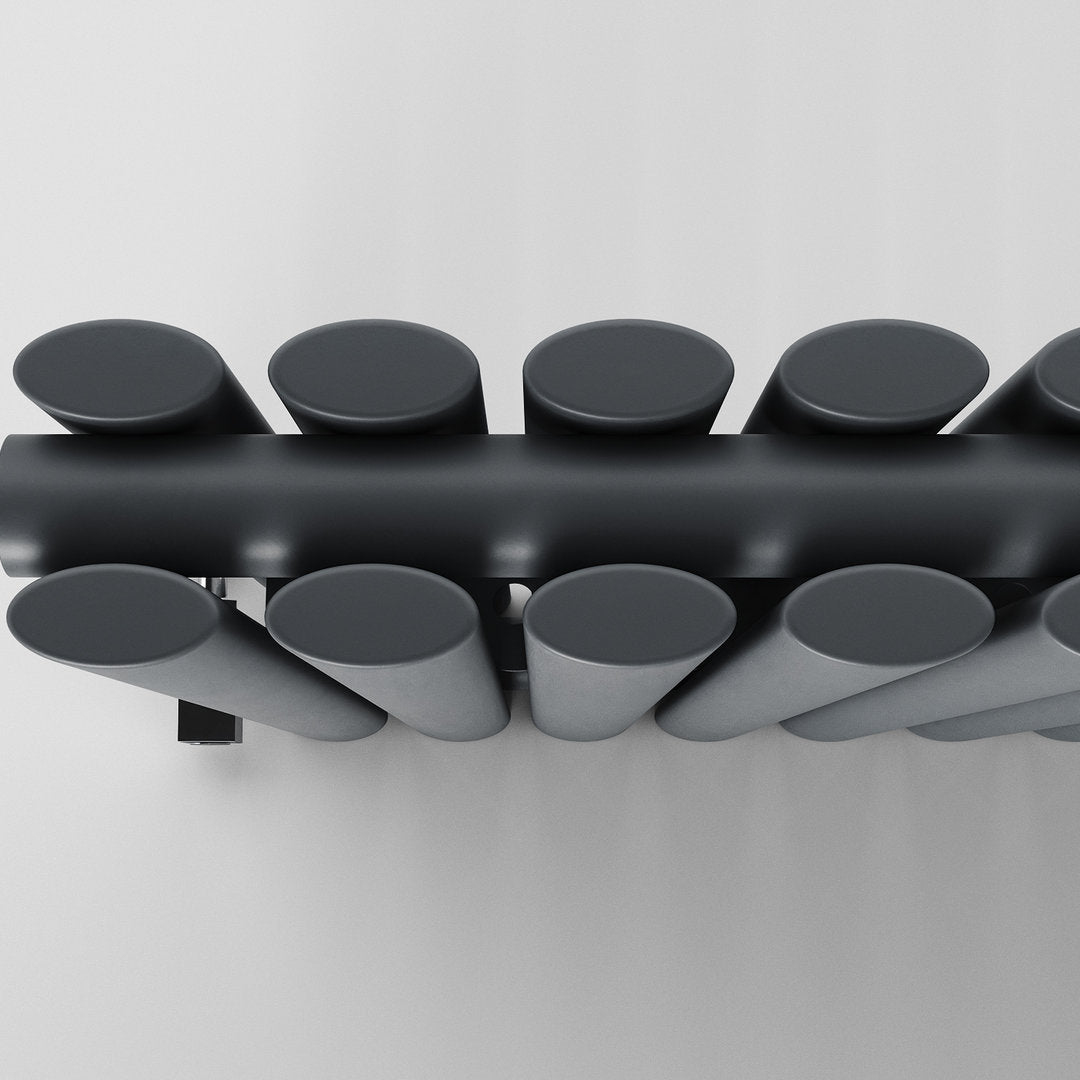Anthracite Oval Panel Vertical Designer Radiator 1800 x 590mm (Double Panel)