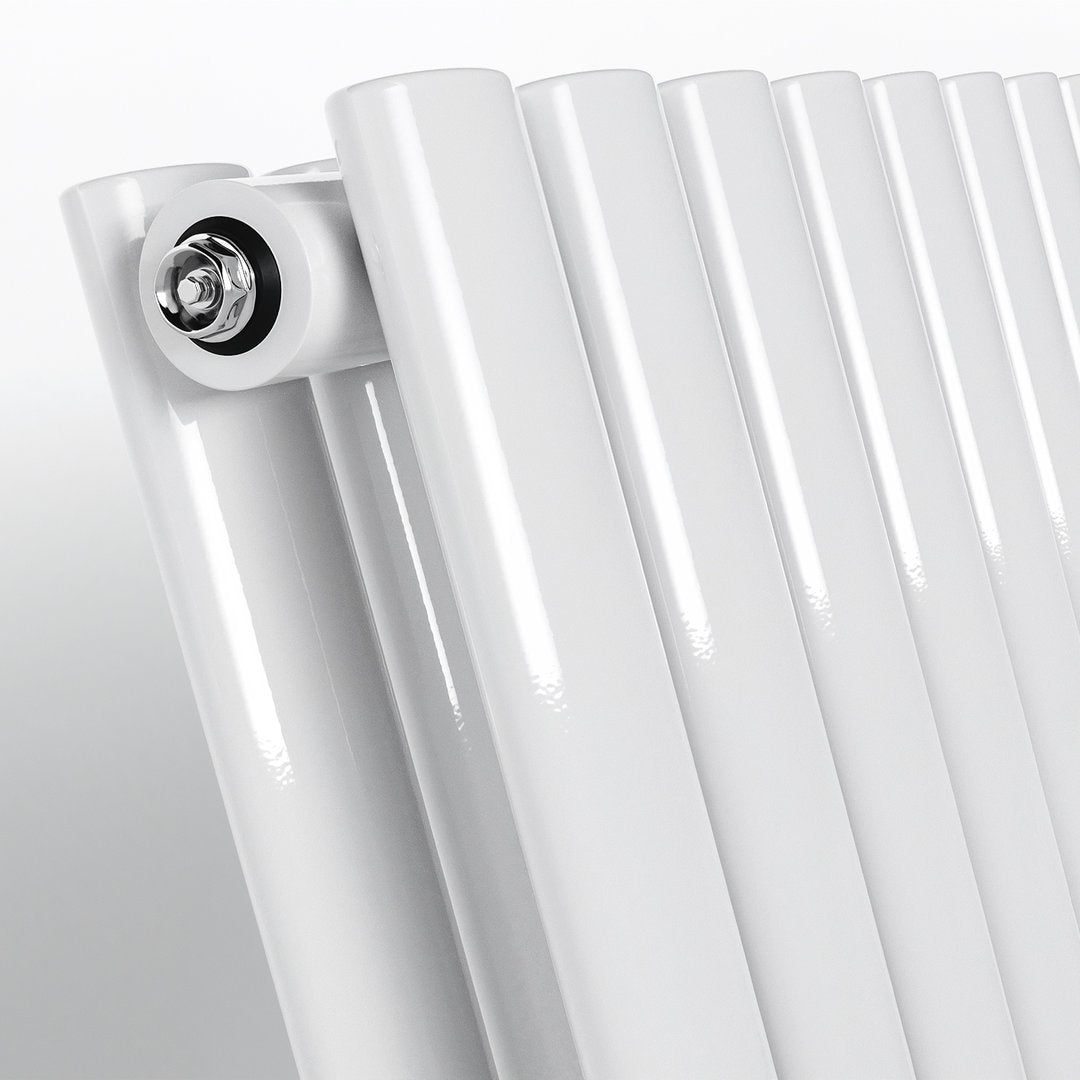 White Oval Panel Horizontal Designer Radiator 600 x 1416mm (Double Panel)
