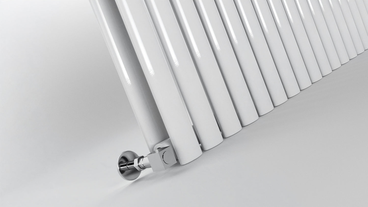 White DOUBLE_OVAL radiator on a light gray background